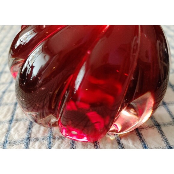 Ruby Red Encased Glass Paperweight Signed "Donghio 97" VTG Gift Idea READ - Picture 9 of 11
